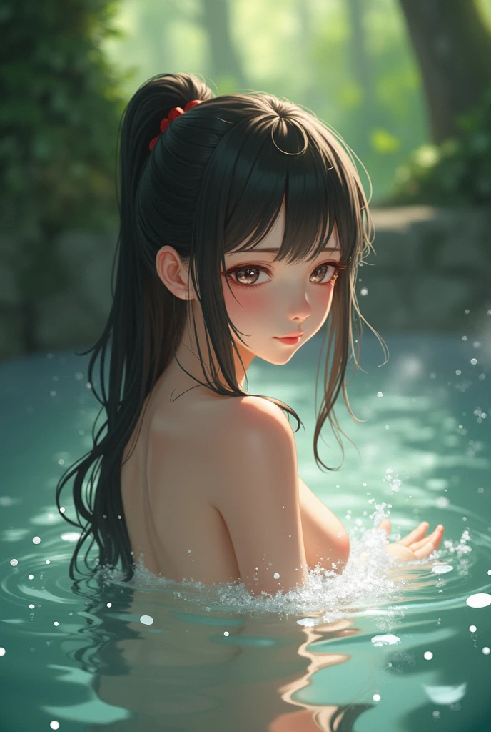 ((((masterpiece)))),
best quality,
anime,
a girl,
outdoors,
upper body,
onsen,partially submerged
white skin,
long hair,
black hair,
straight hair,
((((middle parted hairstyle)))),
blue eyes,tareme,
steam, wet,
glasses --auto