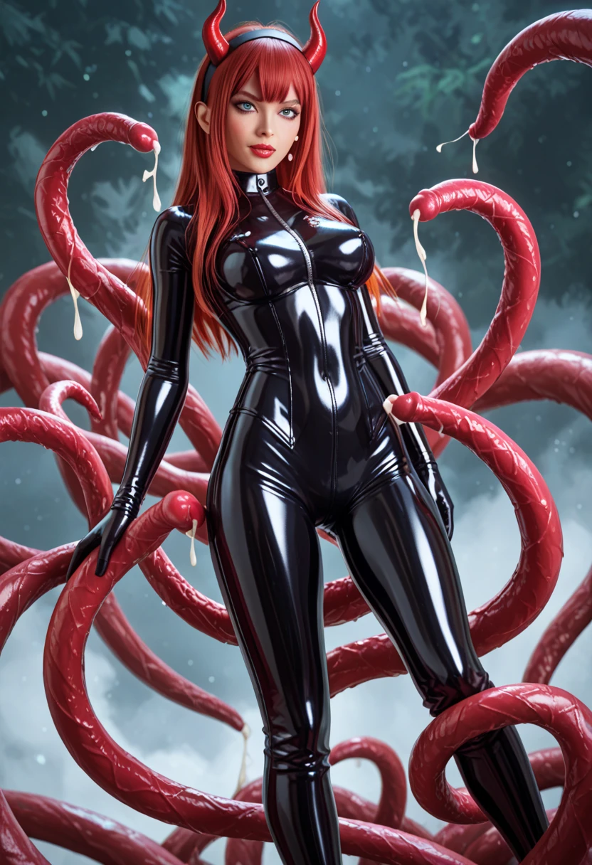 4K,realisticlying,Glamorous,The very detailed,There a girl in standing sexy position,Red long hair,Wearing a black Spider-Man costume,sensual pose(Black and white:1.4) the night,symbiote,venomize,a large amount of mucus,she a spiderman,Black superhero theme,In front of the sky,Flushed complexion,( Open legs, camel-toe,, Vulvar shape:1.3),(GGCameltoe:1.3)Legs apart,25 age old,full bodyesbian