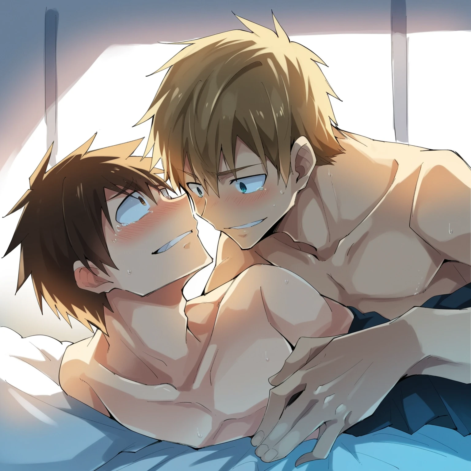 Kingdom hearts、(sky)、Two young boys、Shota、Nipples、Tight hairstyle、Brown Hair、YAOI、sex、Intense ejaculation、Ahegao、Erect penis、((rape、Intense 、A lot of semen、))