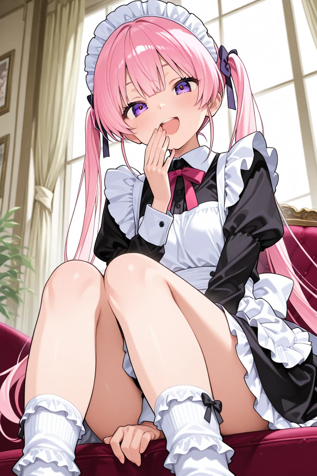 Young girl with pink hair, long twintail hairstyle, small bushy eyebrows, wearing gothic lolita clothes, lolicon (Zankuro) drawing style by zankuro artist, Zancrow style, image uploaded in R34, walking in the mall, flirty smile , suddenly having sex in public, ((doggy style sex)), ((public sex in a restaurant)) naked ass in the male crotch, 




