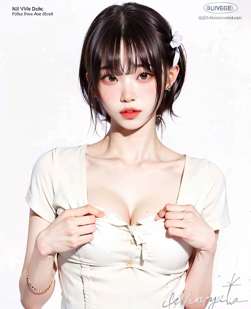 (((fubuki)))from the anime series "Attack on Titan",map, White background , green hair, White shirt, Pearl necklace, expressive eyes, tsundere happy look, , beautiful tsundere image,pale skin,Red lips,
Clear White background, big breasts,beautiful big eyes , perfect composition