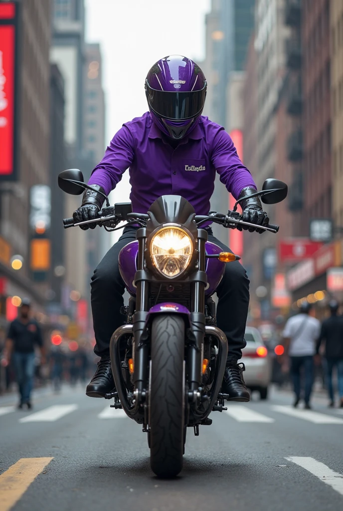 customized ktm 1390 with purple and black color and a boy riding it