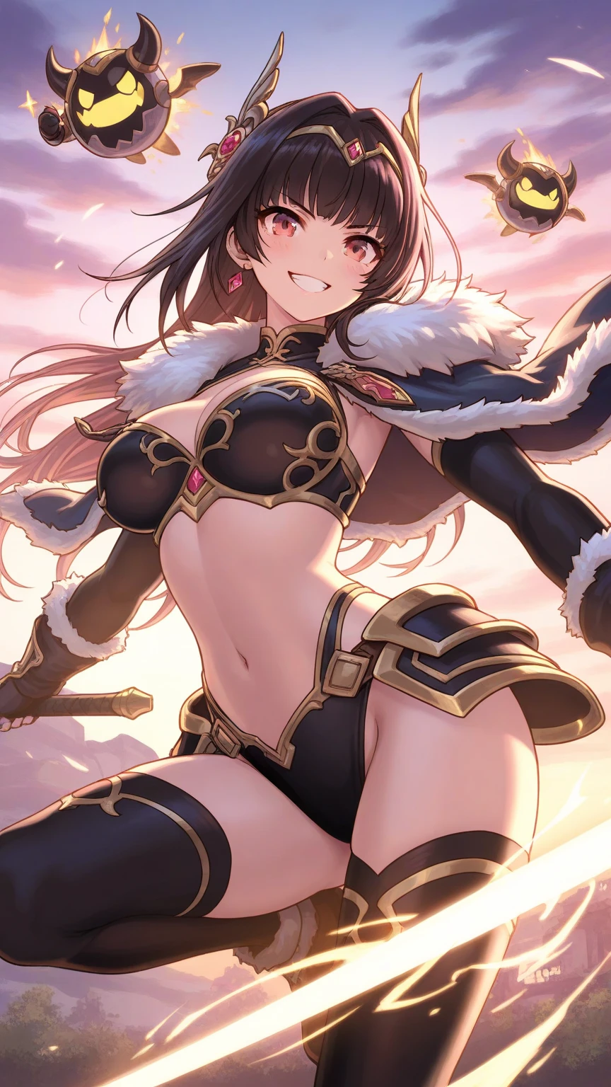 master-piece,hyper quality, hyper detailed,perfect drawing,1 beautiful girl, brown bikini armor, horse ears, horse tail, horse legs, horse fingers, horse mane, hunter's eyes aiming for prey, 3 color mesh hair in black, brown and gray, round eyes, height 180cm, three sizes B88W58H92, blinking, kneeling、pow pause