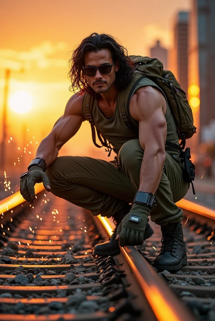 Age 27,One Man,、Handsome。Black Shirt、Red tie、Black gloves、Black Hermes belt、Dhaka - Fighters、Gunfight、Mountaintop cliff、Lying on a rock　,,logic, ,Very short hair、　,Asian Face,、　Handsome　Shot in the stomach　Open your mouth wide and scream　Seen from below