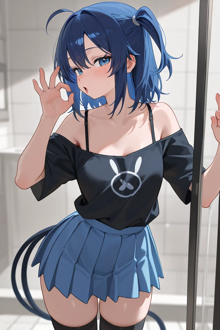 1girl, (hikigaya komachi, yahari ore no seishun lovecome wa machigatteiru, black hair, blue eyes), (reverse bunnysuit, reverse outfit, shiny rabbit ears headband, detached collar, bowtie, pink pasties, topless, tight sleeves, (black) puffy long sleeves: 1.2), thigh, perfect face, perfect anatomy, light rays, photo background, extremely delicate body, smooth skin, feminine expression, (cristal clear eyes, beautiful face), (anime style:0.8), (highres), (artist m-da s-tarou:0.2), (best quality)