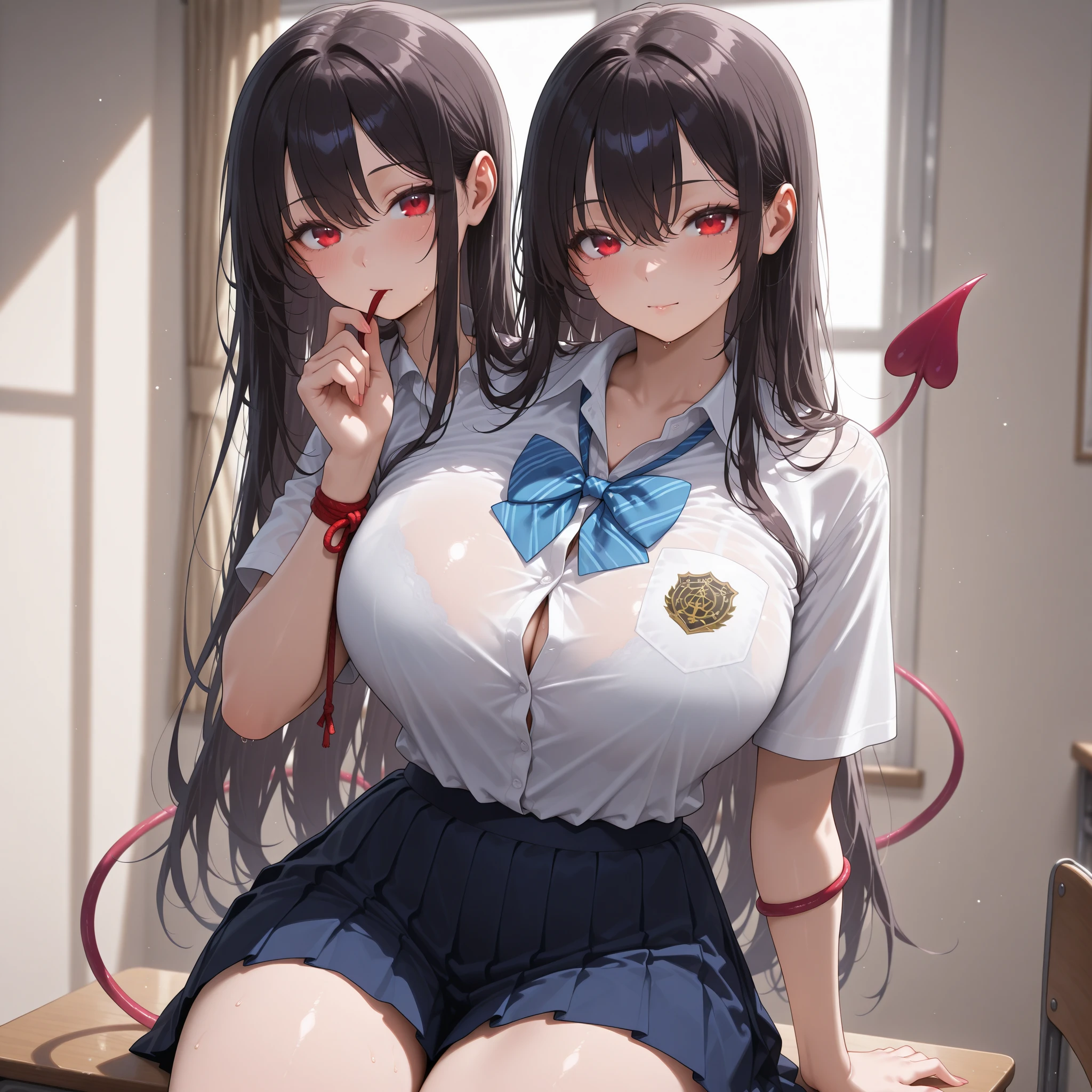 巨大なtits out 裸 アニメ 、Twin-tailed hairstyle、tits out、Buttocks、Dark hair、School Uniforms、knee high、Sweating、full of sweat、seductiv、seductiv顔、Slightly open mouth、big areolae、巨大なtits out、thick thigh male genitals、teats、Protruding buttocks、protruding chest、Visible female genitalia、1 persons