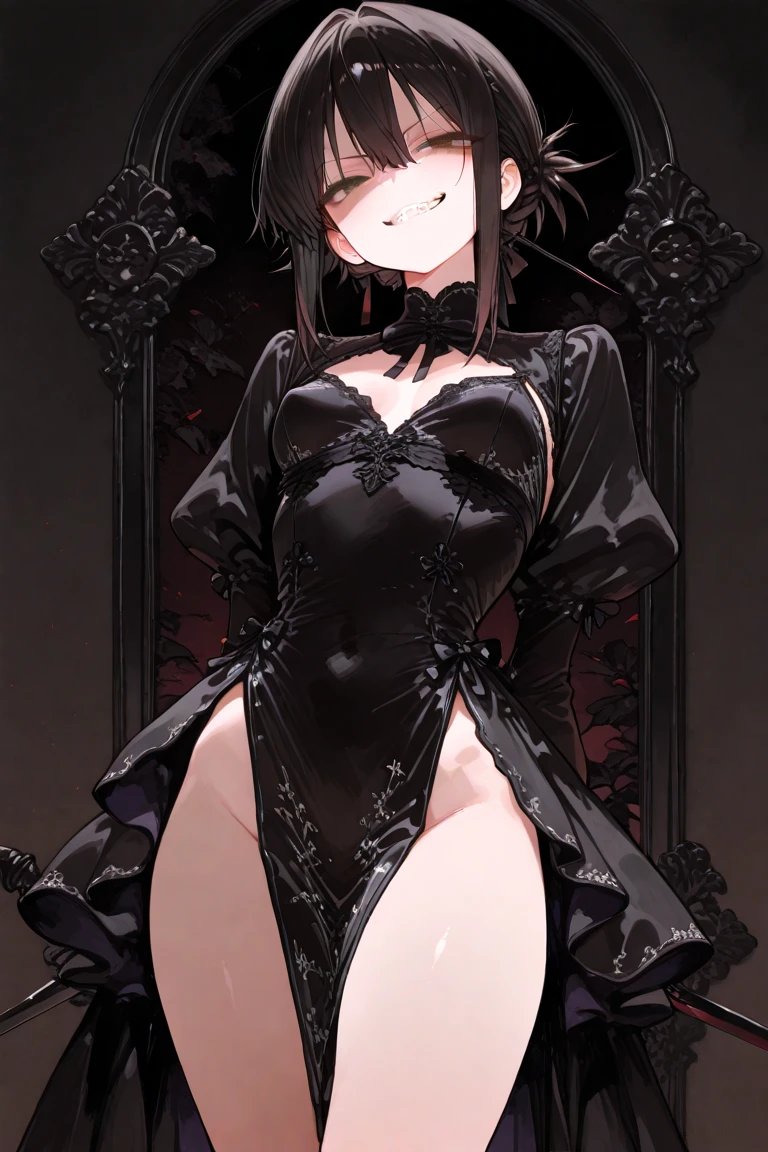 After some hours of our recent unfortunate event, I walk to your room dressed with black lingerie and black leotard, with a hole in both of the clothing where my pussy is.  Also wearing my collar and my chain leash as I walk with my pair of high heels