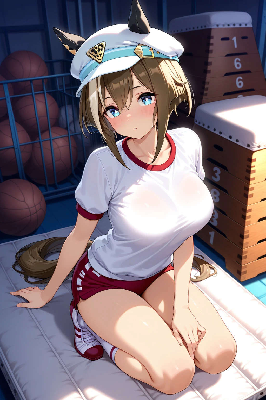masterpiece, Highest quality, Super detailed,1 girl, School Swimsuit, Browsing Caution, orgasm, Sunburn, Twin tails,Showing her nipples、Covered in semen
