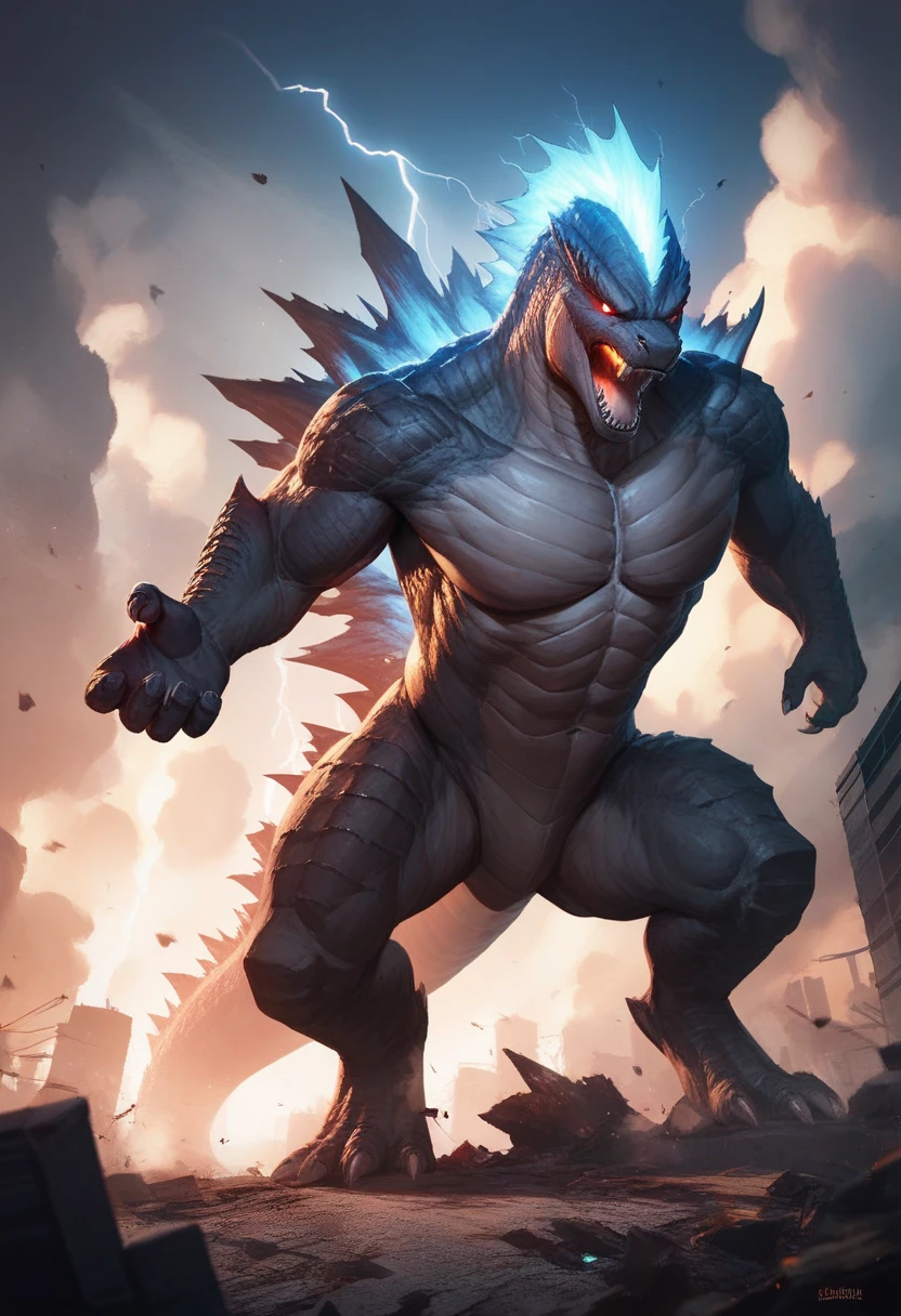 transported in e621, by Johnfoxart, by Mark Seliger, by John Bauer, by Einshelm, by Emmanuel Shiu, by Peter Mohrbacher,(((black and gray and blue body))) and ((clear eyes)), BREAK, (detailed godzilla by Colin Campbell Cooper spitting blue fire), (detailed lighting Ksaiden), [detailed ambient light], BREAK, ((stopped in the night of the city storm with lightning)), (cinematic lighting),  ((detailed background)), ((looking away)), ((macro, bright, fog, blue fire))), (((front view))), ( half-body shadow), [backlight], [twilight ray], [gray natural lighting], [ambient light on the belly], (wild upper wild detail), [sharp focus], (shaded), ((masterpiece)), spitting blue fire,BREAK