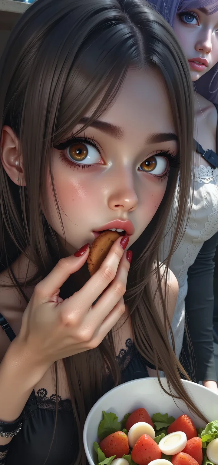 A porn actress sucking a slender cock