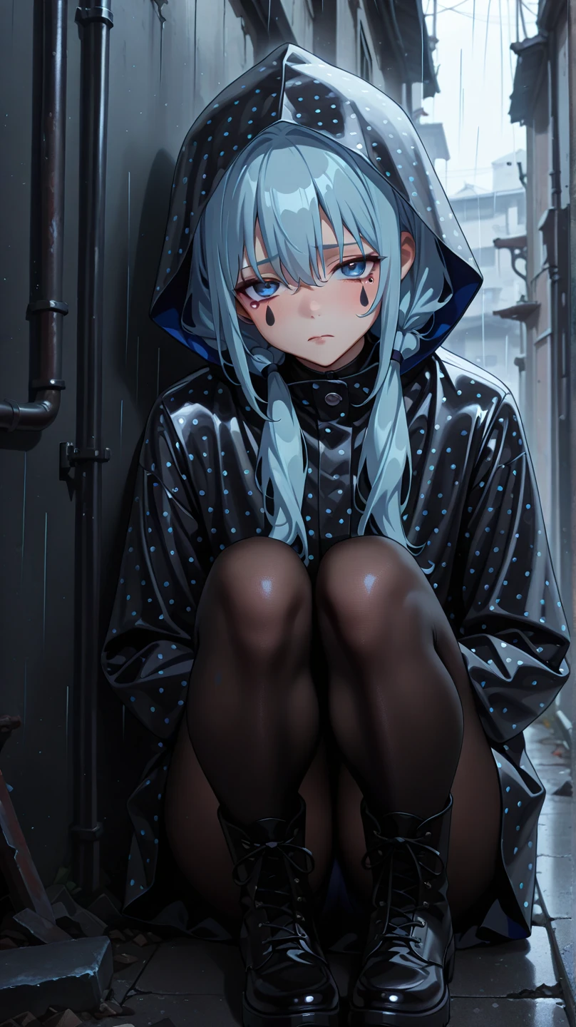messy black long hair girl
eyes are hidden
Her clothes are like rags, and her hands and feet are shackled.
she's in jail again
the girl is crying
The girl is very thin.
high quality images
