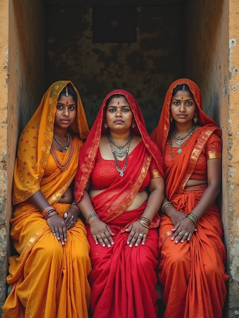 Indian Police arrest the prostituted women's, and punish them, shaved theirs head and eyebrows, and lineup them in cocrol position