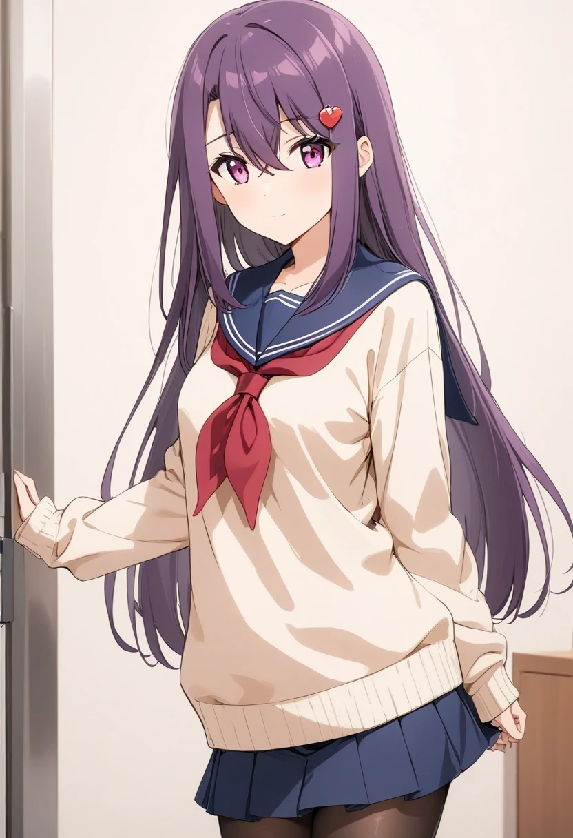 (masterpiece:1.37), best quality, (extremely detailed:1.37), (1girl:1.5), woman, (mature:1.5), (adult:1.5), large breasts, very long hair, (straight hair:1.5), (very dark purple hair:1.5), purple eyes, (extremely detailed eyes:1.37), hoodie, jeans, desperation, (wetting self:2.0), standing, embarrassed, humiliation, blushing, angry, (crossed arms:1.5), office, indoors, window, cityscape, full body