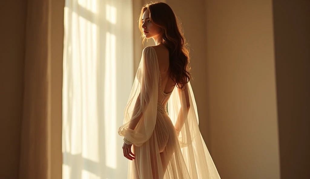 satin wrapped woman