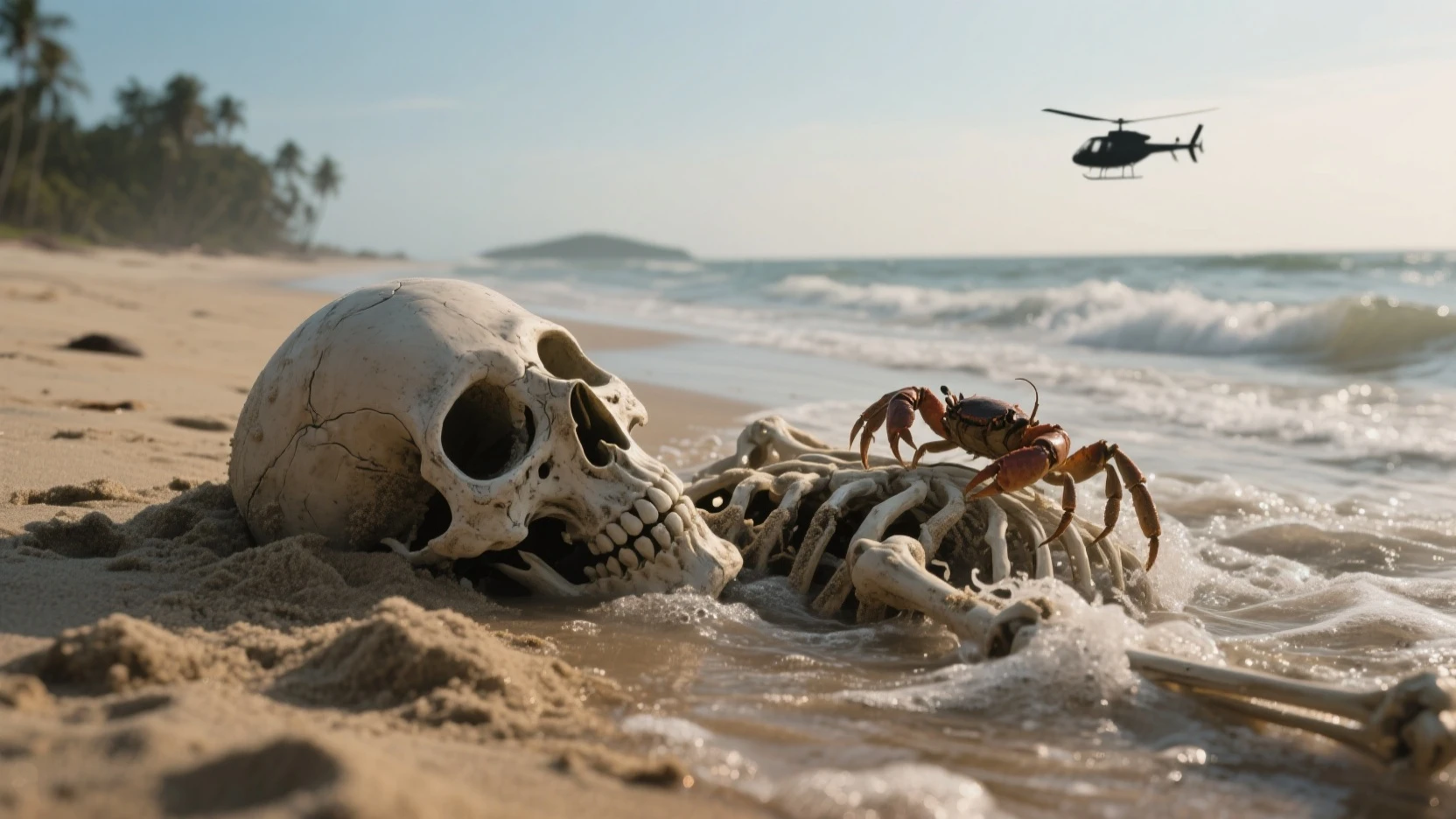 Giant skeleton in a beach