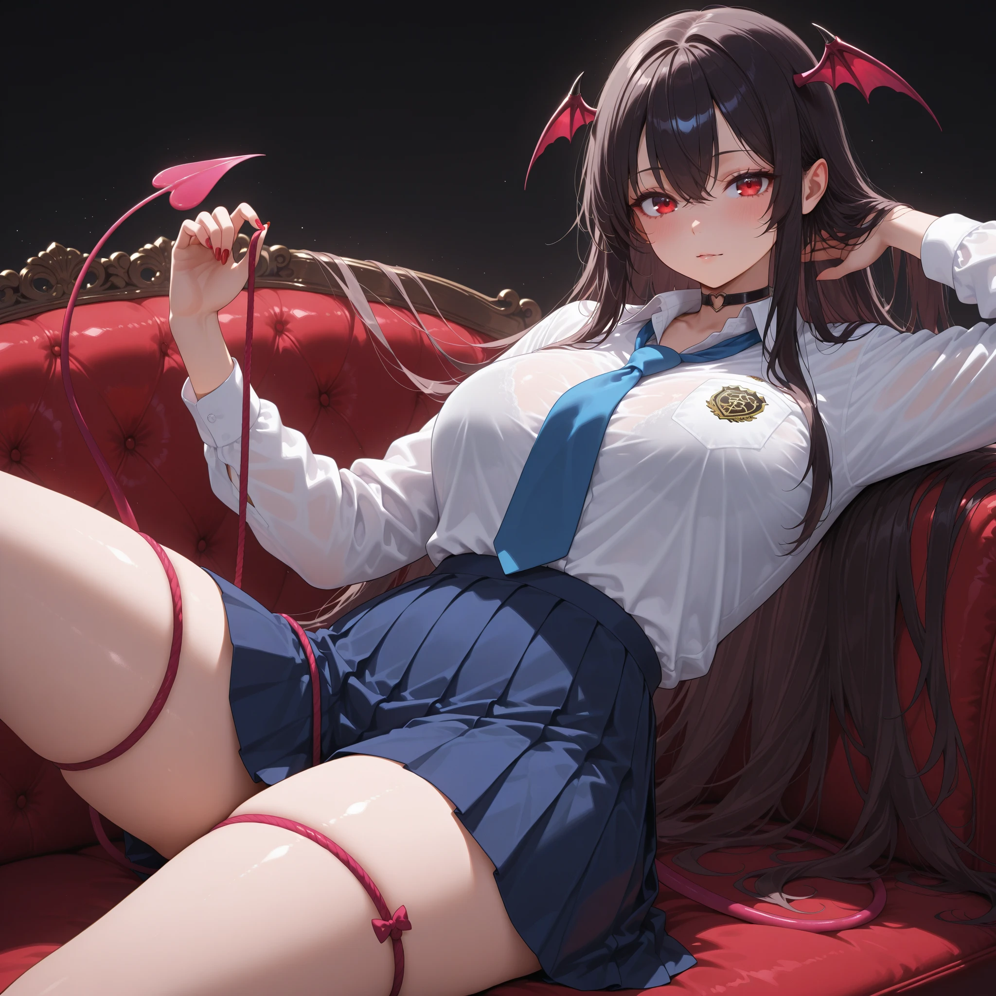 realistic image, detailed image, coherent image, 1 beautiful elf, she has very long hair, brown hair, violet eyes, smiling, sweating, she is wearing a loose blouse, showing her navel, plaid pleated mini skirt, boots up mid-thighs, She has a curvy body, medium breasts and thick thighs, She is lying under the shade of a tree, arching her back, surrounded by flower petals falling around, inside a patio with flowers, sunset, twilight , Soft focus, full body view, Dramatic shadows, Volumetric lighting, natural lighting,