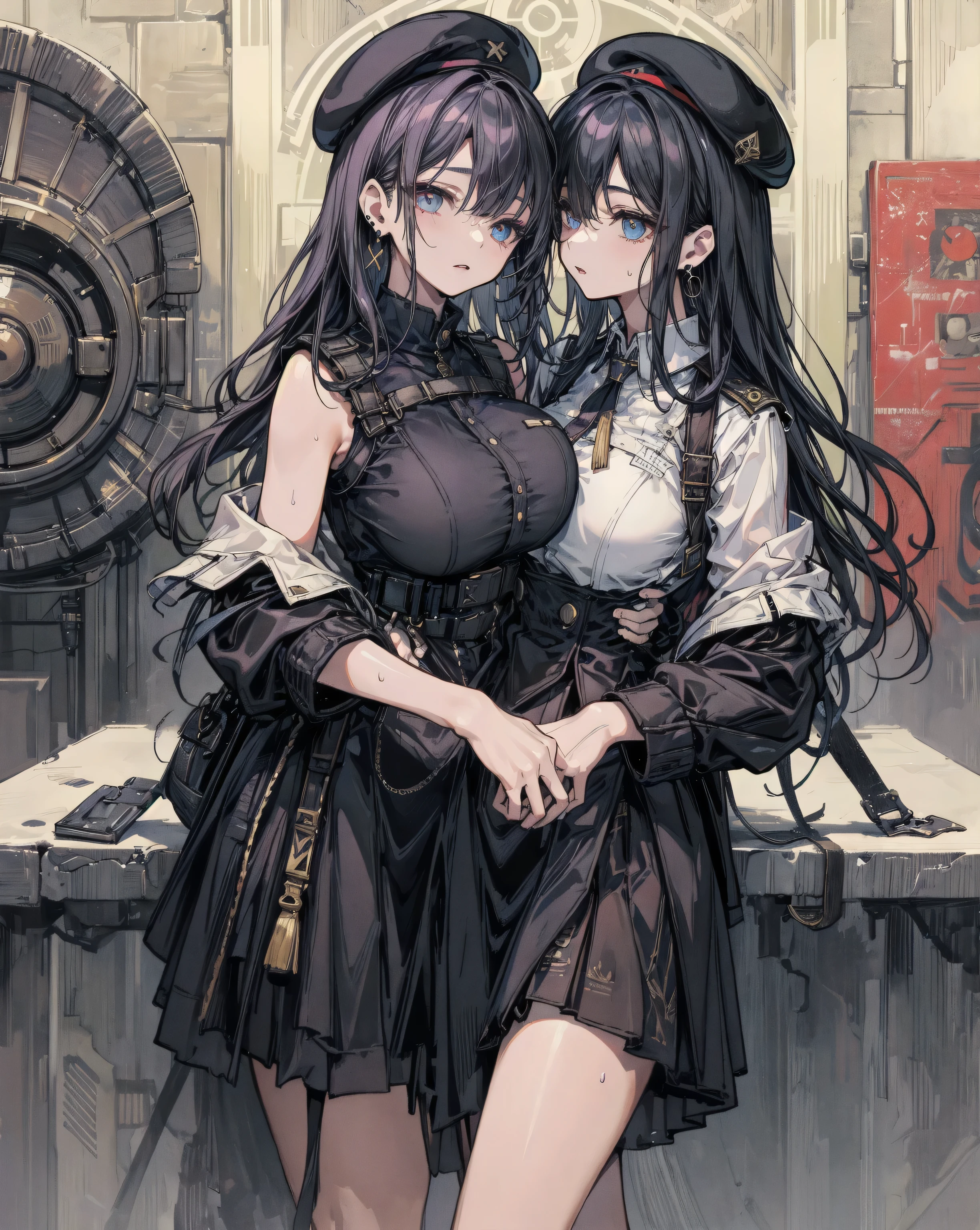 ((highest quality)),(ultra high resolution),(Super detailed),(detailed description),((best CG)),(best work of art),super precision art,great drawing art,(Art with precise details:1.5), (1 Female Soldier:1.5),(beautiful and well-shaped face:1.5),((off shoulder military uniform:1.8)),Tight Skirt,Knee-high boots:1.4