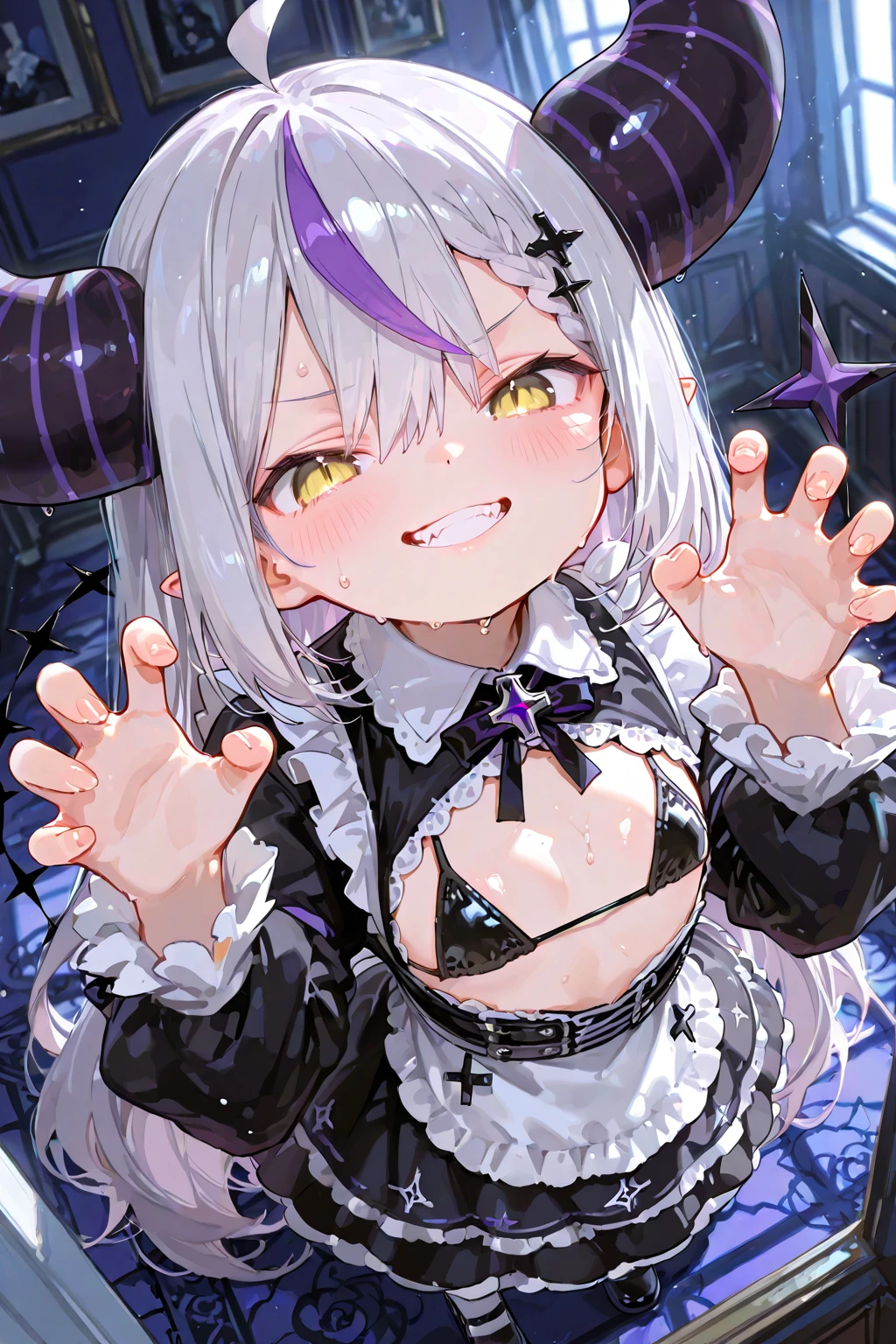 ((masterpiece、Best Quality)), sankta. louis:1.3 (azur lane), hight resolution, Best Quality, illustratio, Cinematic Light, Super Detail, 详细的脸, (Quality with attention to detail, Super Detail, masterpiece, (详细的脸), a room, hairaccessories, nipple rings, a necklace, Portrait painting, Supreme Detail, radiant eyes, (Luxury Hotel Okura:1.2, 6years old,A smile:1.1, (cute little:1.5),Brown-skinned:1.5,Silver hair:1.1,window, At night sky, Back lighting, Lumiere, (highly contrast)、(Lying on your back in bed)、((flat chest:1.5))、(Ultimate Small:1.5)、Slender waist:1.5、Beautiful thighs:1.5、side poneyTail、((odious body:1.5))、Maximum breast exposure:1.5, fullllbody:1.4,(Nipple stand:1.4),((Tsurupeta loli:1.5)),(Enlarged areola:1.3),,((Estrus girl:1.5)),Nasty temptation:1.5,,Whole human body:1.3、small mouth:1.2,No Underwear:1.5, ((Open your legs wide to show your female genitalia:1.5)), ((Female genitals open so that the inside of the vagina can be seen:1.5)), (The vaginal opening is visible:1.5), (wide-open legs:1.5),Wet,(A lot of love juice overflowing from the female genitals:1.5),(raise leg), ((show off your female genitals:1.5)), (spreading legs), (Open legs), ((pregnation:1.4)), ((The vagina is open and the cervix is visible:1.5))