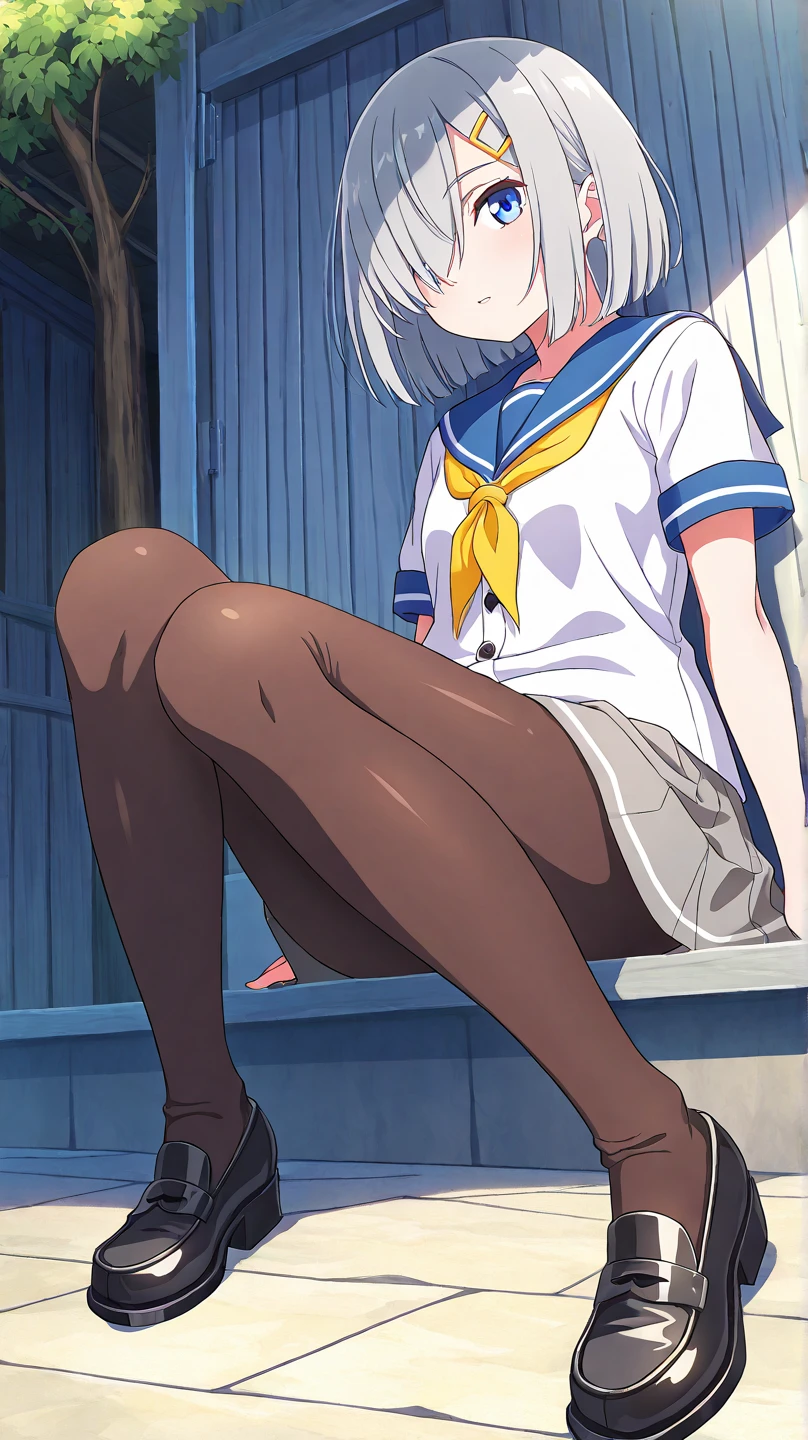 (((1girl))), ((best quality)), ((masterpiece)), ((ultra-detailed)), (illustration), (detailed light), (an extremely delicate and beautiful), (beautiful detailed eyes), (sunlight), ((extremely light)), ((extremely clothes)), (((hyper detail)))
(((sailor uniform and a pleated skirt))),
,
high_twin_pig_tails, ((((white_silver_hair)))),
((((yellow_gold_eyes)))),
(((whole body))), aged 13 to 16,
(((condescending expression))), ((mischievous smile with sexual satisfaction)), (((extra adorable))), (((extra slender shape))),
(((extremely beautiful detailed face))),
(((squatting on the bed with her upper body leaned backward with her hips thrusted forward))), ((erotic eyes with sexual satisfaction)),
((exposed silky pale purple panties)), (),
(((((Dutch angle))))), (((((from below))))),
(((extremely thin thighs))),