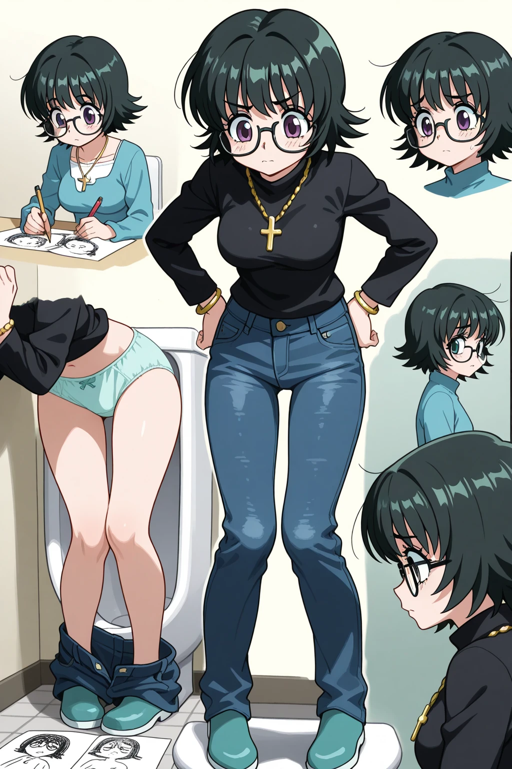 masterpiece, expensive quality, very_expensive_solve, big_file size, full color,(completely nude:1.2),pussy,niplles, masterpiece,high quality,solo,
kimikohiguchi,1girl,
short ponytail,low ponytail,medium hair,brown hair,blunt bangs,glasses,sidelocks,purple eyes,