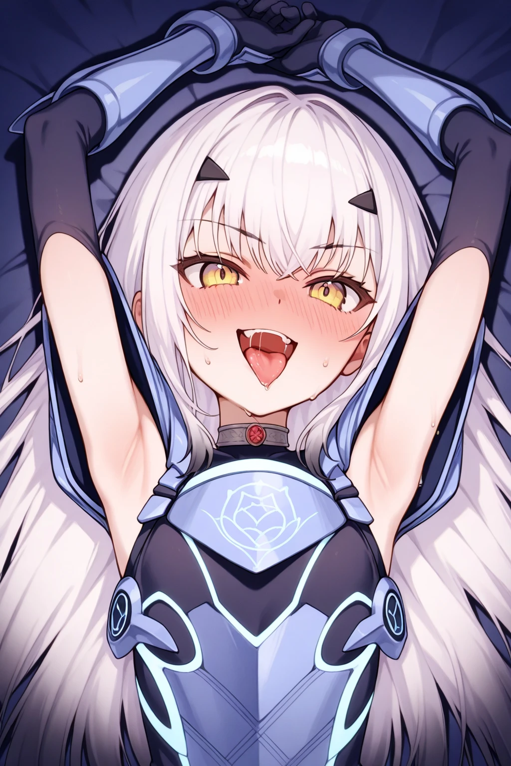 Highest quality、masterpiece、break、High resolution、One Girl、cute１０Year old girl、((Full nudity))、Flat Chest、Detailed face、(Sticking out tongue)、break、Spaceship cockpit、Enterprise Pricing、