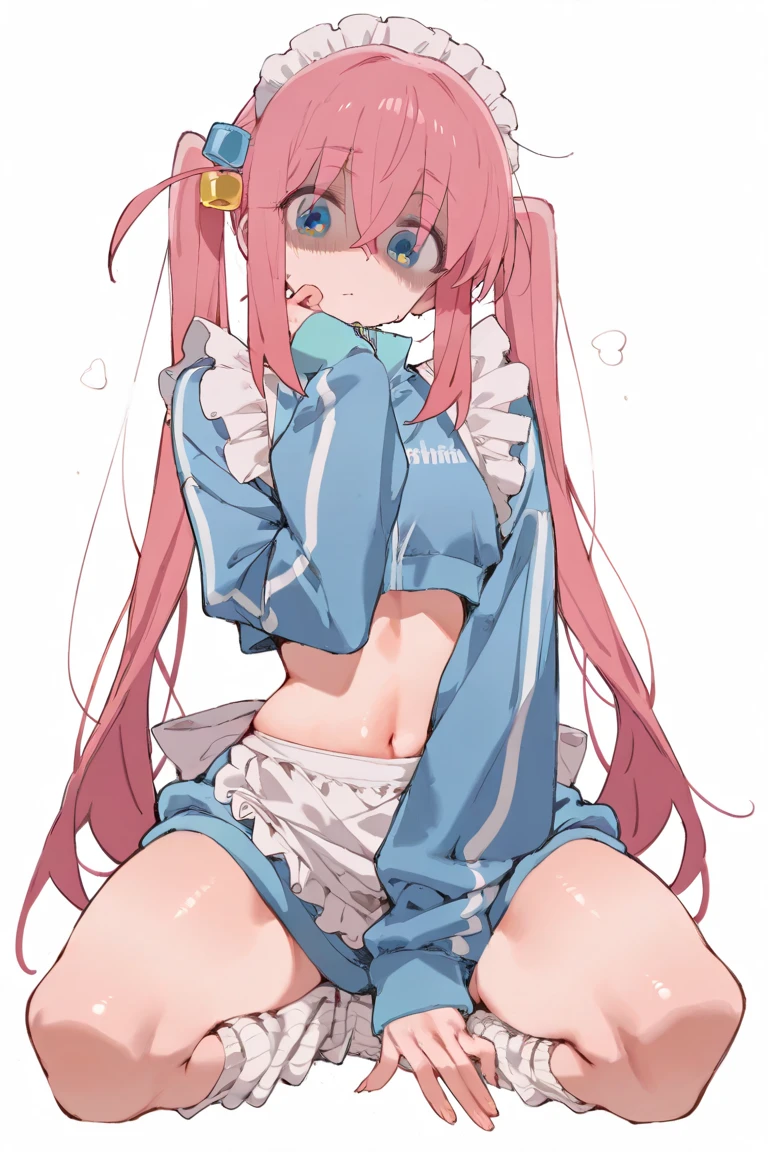 1girl, loli, cute daughter, happy, pony tail hair, cute pink mini dress, upskirt, vagina spread cameltoe, (white panties side tie), white background