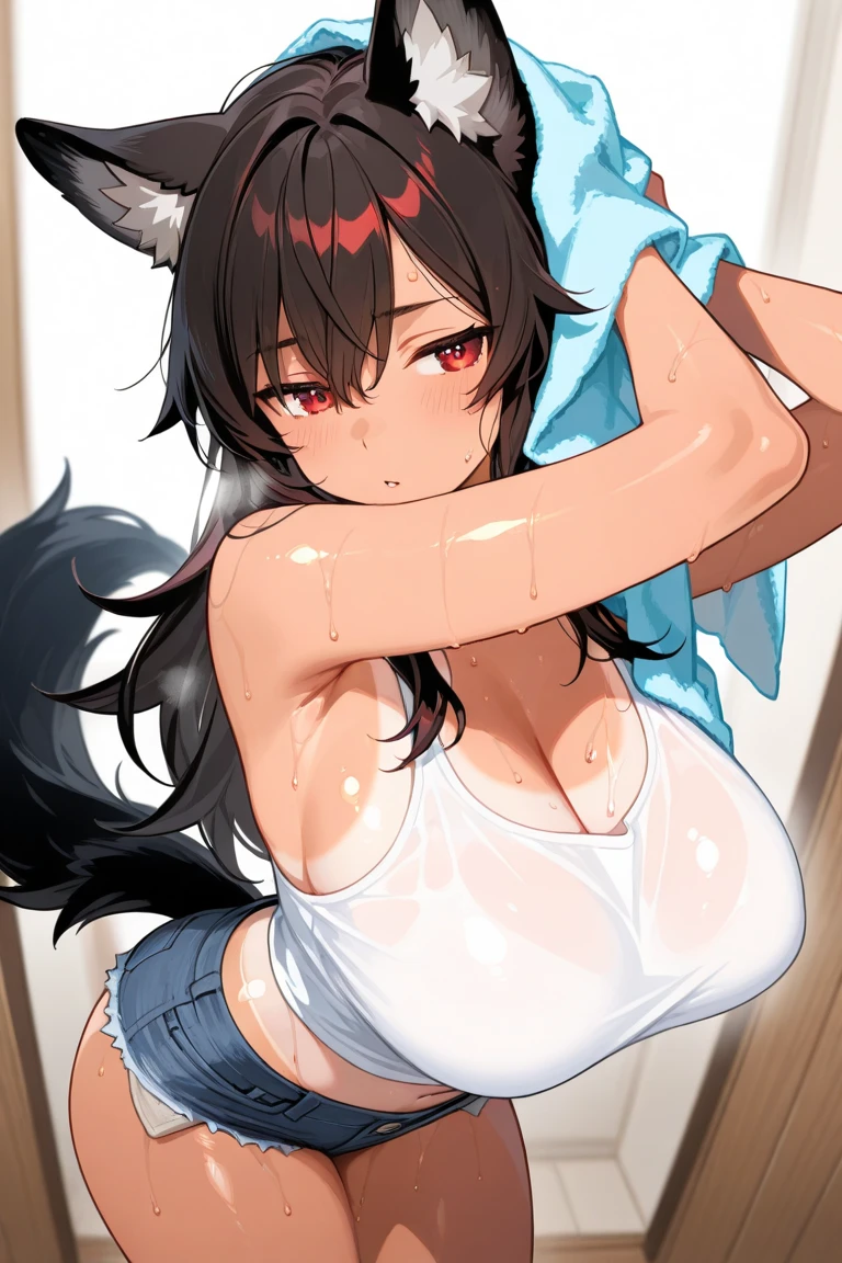 shark girl,furry,Cute Moe,big breasts,Good quality,Good resolution,Premium bedroom,Go take a shower.,Take off your nightie.,black shorts,nighttime,Good light and shadow details,shade,sexy pose,Have sexual desire to masturbate