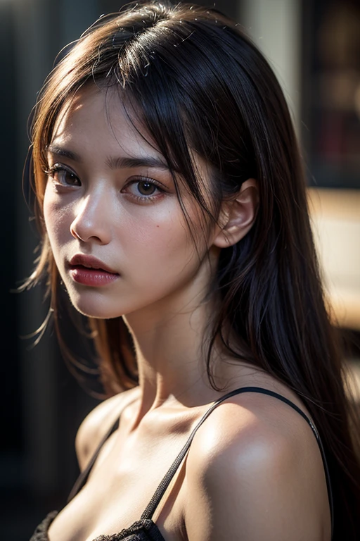 Masterpiece, close-up, beautiful girl, big breast, very detailed lighting, dramatic, digital art trend in Artstation 8k HD high definition detailed realistic, detailed, skin texture, hyper detailed, realistic skin texture, armor, military bra, best quality, ultra high res, (photorealistic: 1.4), high resolution, detailed, raw photo,  Sharp Re, by Lee Jeffries Nikon D850 Film Stock Photography 4 Kodak Portra 400 Camera F1.6 Lens Rich Colors Hyper Realistic Realistic Texture Dramatic Lighting UnrealEngine trend in ArtStation Cinestill 800, full body, wide cam, head to toe
