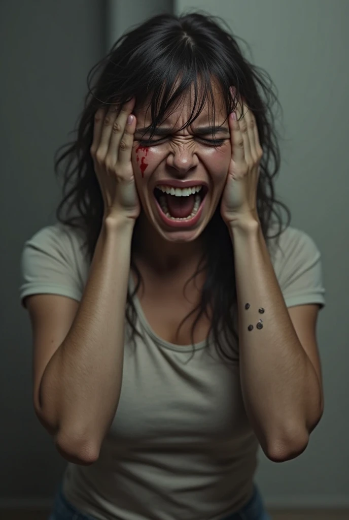j4d3n, (about to scream:1.2), (terror AND fear:1.2), portrait BREAK RAW photo, high resolution, highres, absurdres, 8k, 4k, sub-pixel resolution, anti-aliasing BREAK rule of thirds, leading lines, symmetries, balanced composition, intelligent composition, golden ratio, centered, focused BREAK geometrically consistent, coherent objects, coherent shadows BREAK photorealism, photorealistic, realistic objects, realistic people, realistic surfaces, realistic lighting, realistic reflections, realistic details, realistic imperfections BREAK [very|highly|overly|extremely|insanely] [detailed|complex|intricate|diverse|accurate], many fine small [complex|intricate|diverse|accurate] details BREAK highest quality, best quality, award winning, masterpiece, perfect, epic, majestic, superb, magnificent, superior, outstanding, groundbreaking, professional <lora:Jaden_Nobody:1.0>