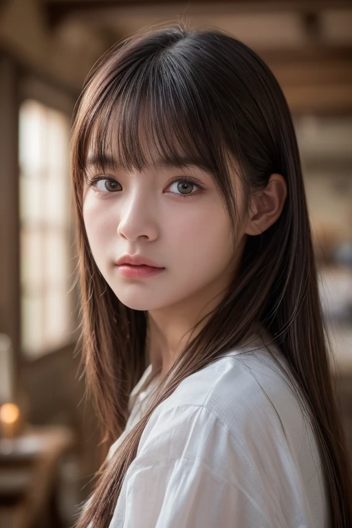 ((best quality)), ((masterpiece)), (detailed), perfect face, A cute 20-year-old Japanese woman pouts with a cute expression、Upper body image、4K、Ultra-Realistic、Create photo-quality images。