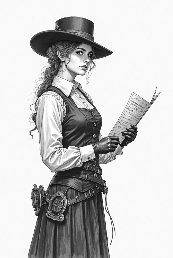 Coloring book, steampunk woman