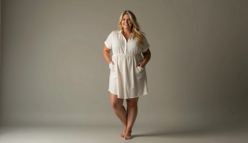 A chubby smiling naked blonde Italian girl showing big  under open cardigan coat while washing dishes. She wears extra long over elbow red rubber gloves. She wears ankle long, thick, chunky, cozy, big black buttons, open front cardigan coat. She wears white tennis socks and clogs