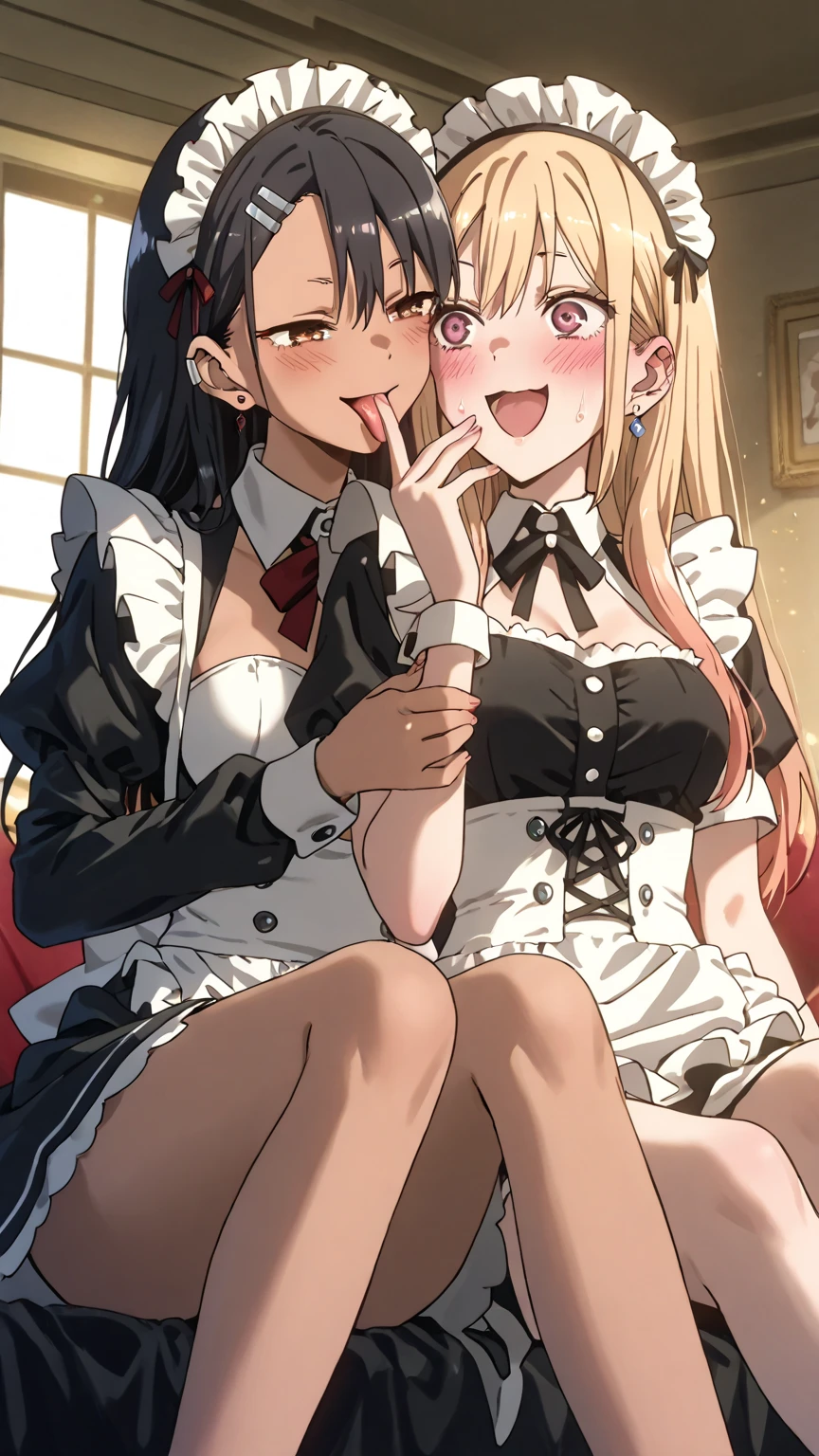 a cartoon of a maid giving a man a blow, , anime maids riding starter tanks, military ss anime maid, (sfw) safe for work, Oppai, will do, fujita goro!, doujin, kawai, by Shingei, umineko, our species, by Kamisaka Sekka