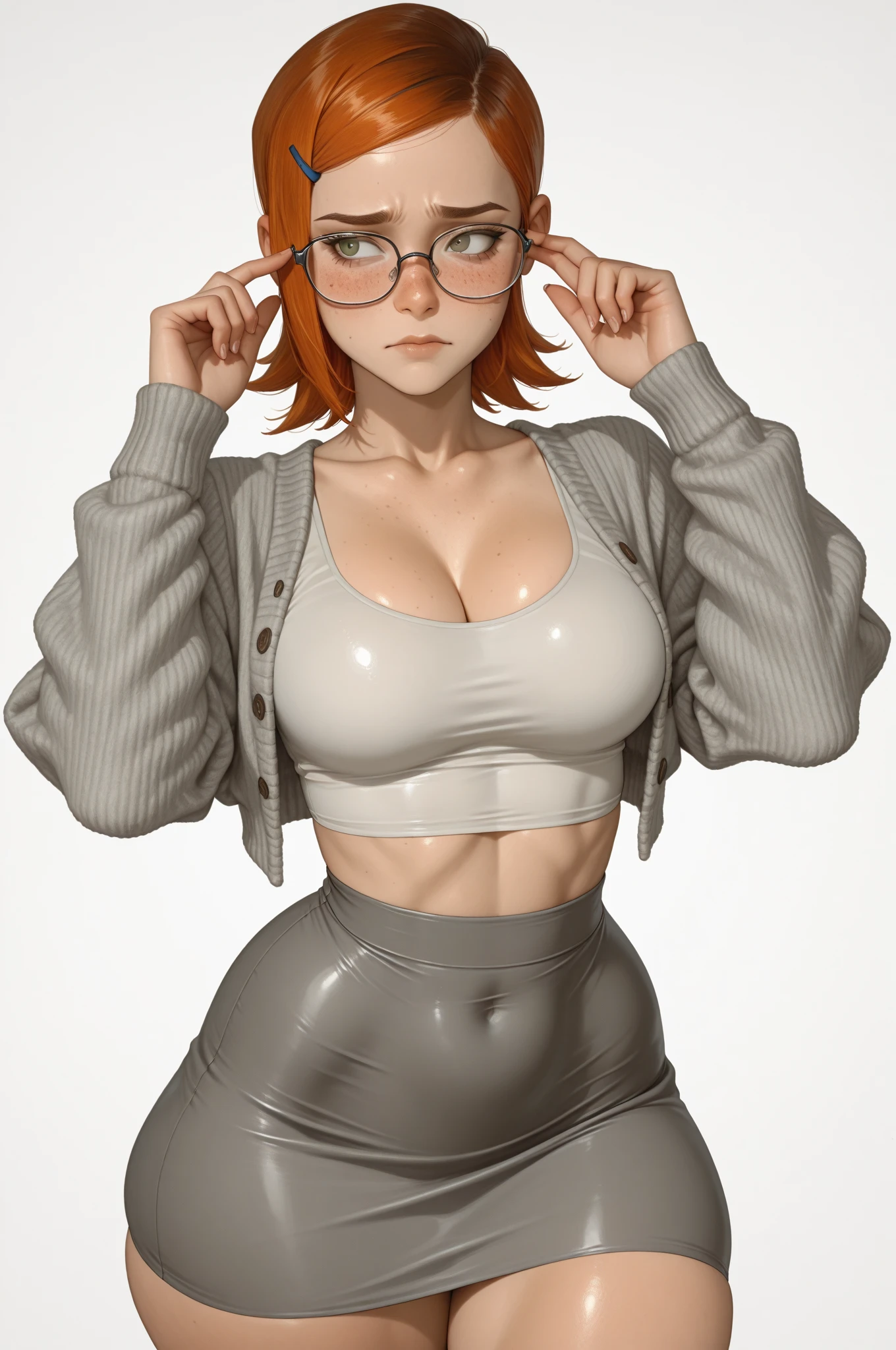 Realistic, ultra-detailed, highres, masterpiece:1.2, HDR, UHD, studio lighting, ultra-fine painting, sharp focus, physically-based rendering, extreme detail description, professional, vivid colors, bokeh, portraits, landscape, horror, anime, sci-fi, photography, concept artists, vibrant color palette, dramatic lighting,(Large D breast: 1.6), sexy breast,huge cleavage, (open front clothes: 1.3), sexy bra, real skin, realistic skin, real breast, realistic breast, detailed skin features, detailed clothes features, body proportions, voluptious body,real face, detailed facial features, beautiful eyes,orange eyes, detailed eyes, parted lips, gloss on lips, detailed face and breast,