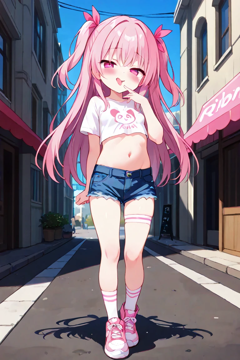 (uncensored), score_9, score_8_up, score_7_up,source_anime, high quality, exceptional, best quality, perfect hand, 1 girl, (embarrassing face), (glare:1.2), (child:1.4), (loli:1.4), short stature, beautiful long hair, detailed eyes, cute face, (blushed:1.4), half-closed eyes, white socks, (((shirt lift up and show off pink nipple))), (looking at viewer), ((wearing diaper, urine stain)), ((her right arm up, piece sign:1.2)),flat chest, ((standing on street)), (anime screencap, anime coloring, megami magazine,yumekawaii:1.1), (front view), naked_randoseru, red backpack, Eyes, (yanfei/genshin impuct)