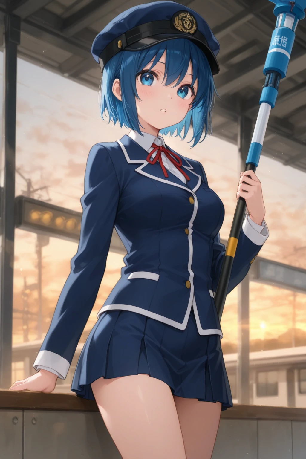 Rezero rem as chainsaw man Makima clothes with blue hair