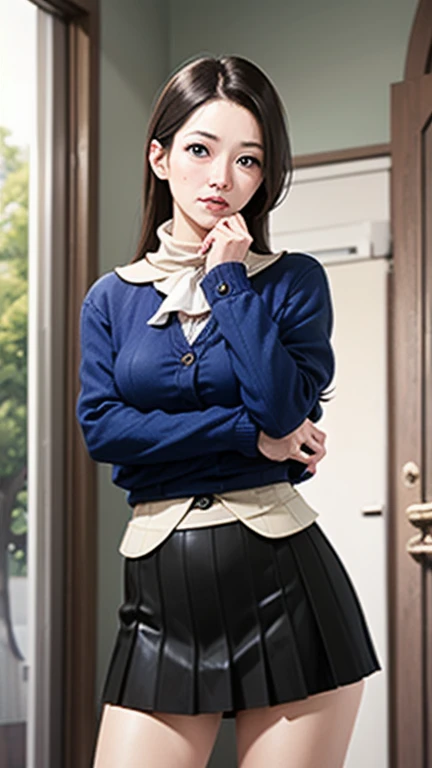 masterpiece, highest quality, 4K, Ultra-high resolution, mishoujo, Painting, Beautiful eyes and fine face, figure, Beautiful details, high resolution figure, Shine_white_particle, One girl, Small breasts、Large Breasts、High 、Japanese、Japanese Idols、A kind smile、Fishnet tights