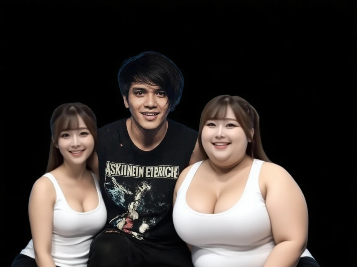 186cm 105kg thin man with abdominal obesity, ((140 kg thin woman with abdominal obesity)), A friendly extremely obese man and woman couple, photorealistic, 8K