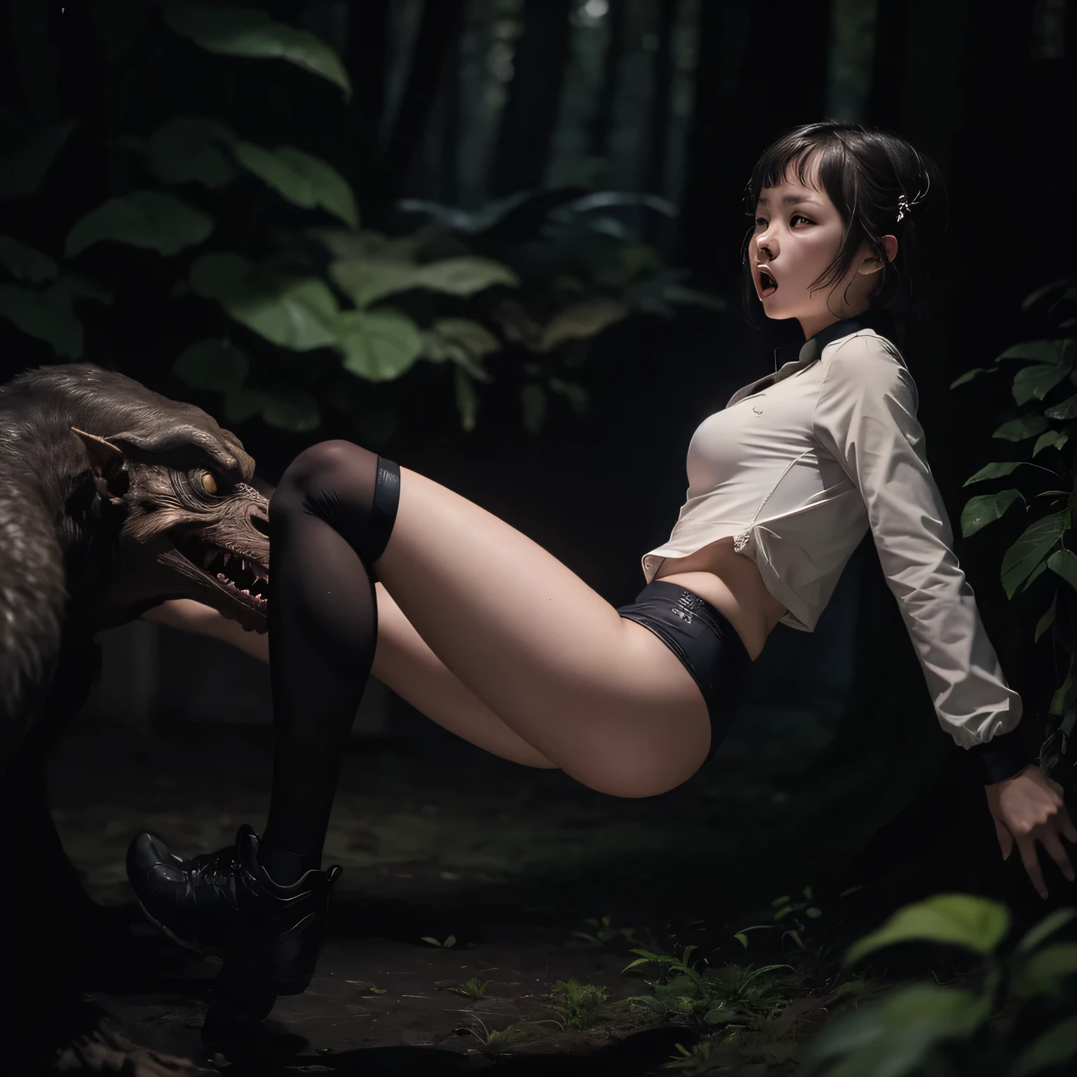 score_9,score_8_up,score_7_up,score_6_up,ziprealism,(masterpiece:1.2, best quality, absurd res, ultra detailed),photorealistic,realistic
quiet \(metal gear\),ponytail,flat chest,(puffy nipples:1.1),tight black crop top,(high heels:1.1),black thighhighs,white panties,leather skirt,slender,skinny,wallpaper,huge filesize,incredibly absurdres,absurdres,rating_explicit,cum in pussy
gigant orc,sex
forest,flower,moon,stars,night
Porta 160 color,shot on ARRI ALEXA 65,sharp focus on subject
<lora:Photo Style SDXL_LoRA_20r_10e_22i_nr32_a16_Pony Diffusion V6 XL:0.7>