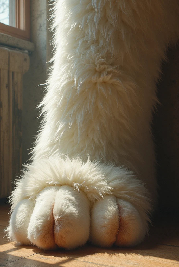a polar bear which has legs that growth just like red bananas