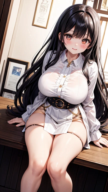 Ishtat\), 1个Giant Breast Girl,Alone, brunette color hair, ( edgBunny), lacepantyhose, adorable smile, Indoors, looking at viewert