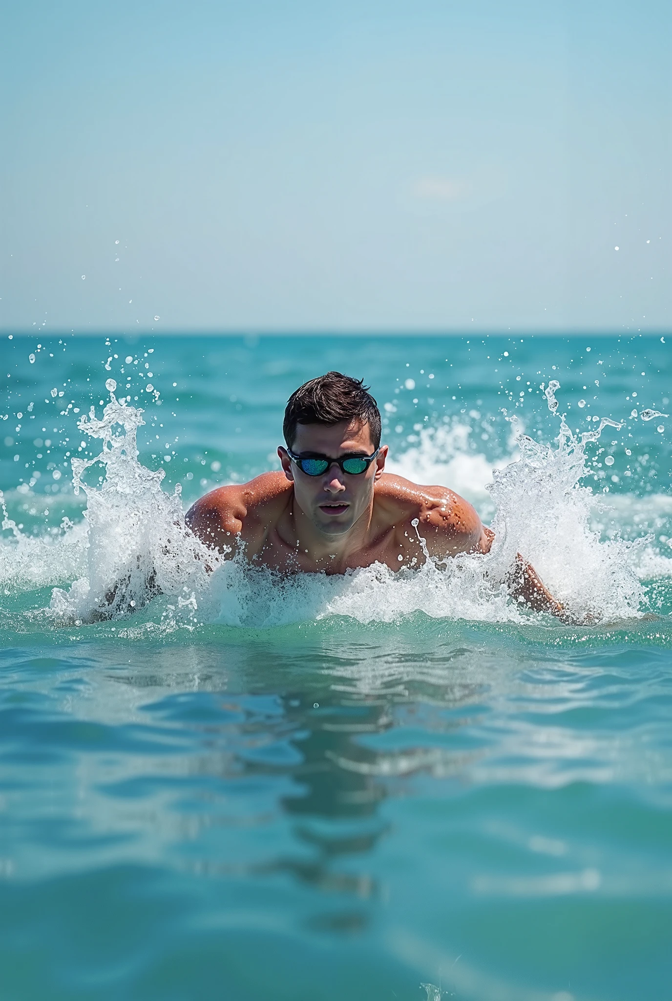 (masterpiece, best quality), cinematic shot, (1man:1.3), a (shirtless floating manswimming zero gravity, underwater, weightless:1.2) smiling alluring (man) swimming underwater in the ocean, 30yo redneck man wearing tight red swim trunks, chest belly, looking at viewer, coral reef, photorealistic accurate proportionate 8k sharp focus, life-like, ray tracing, sunlight, hyperdetailed, bubbles, microbubbles, sand, light, god rays,