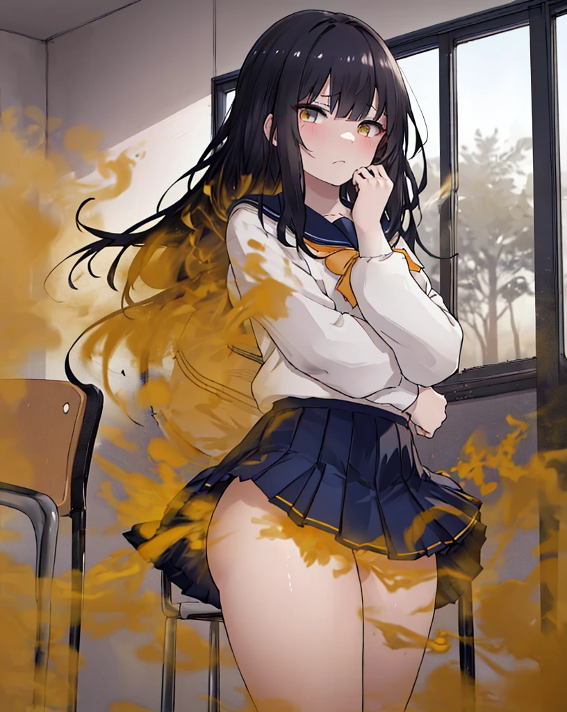 8K,(( 1 girl in)), Character focus,EVA ,Classroom,Fart