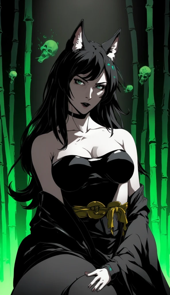 top quality, (background details), high contrast, one very beautiful woman, detailed original illustration, functional, delicate face, ninja, black ninja costume, black hair, scarf, face hidden by hand towel, charming, bad girl, sexy, real breasts, crazy smile, crazy eyes, black background, (black background: 1. 5), beautiful Line drawing, monochrome