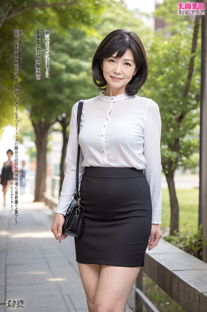 best qualtiy、​masterpiece、fidelity:1.3、超A high resolution、(Photorealsitic:1.4)、1 Most Beautiful Mature Woman in Japan（Obscene big breasts:1.4、Bob Hair）、Mature obscene body、Obscene mom、The ultra -The high-definition、Bursting smile、Perfect Style、Gardening in the garden、Obscene smile、Body shape like a gravure idol、Eroticism that everyone looks back on、White blouses、Black fluffy flared skirt