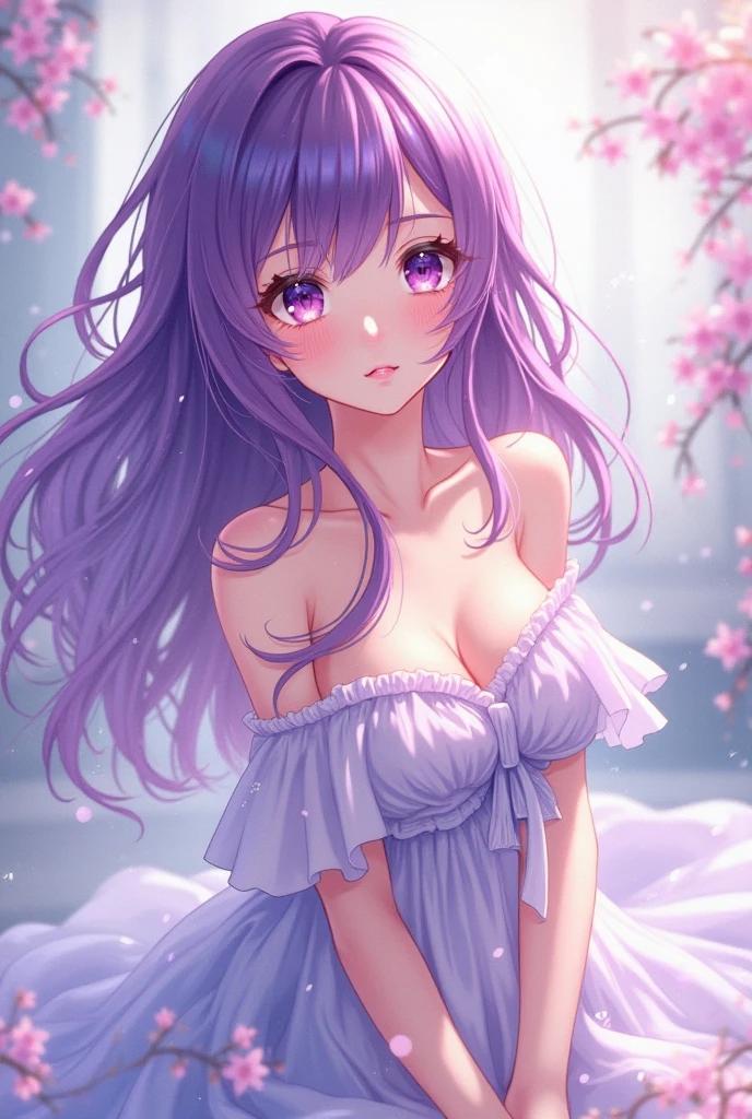 Create an anime girl with medium tits, Now with a bra
