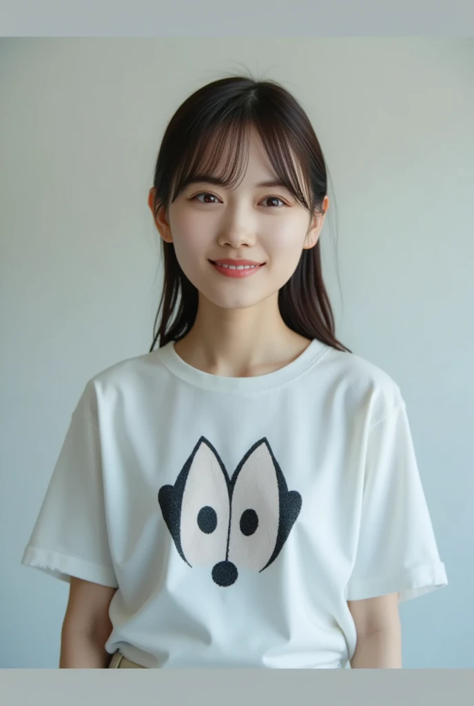 "Create a 3D animated character in the style of Pixar's Inside Out. The character is female, has medium height, black hair, and is wearing a white T-shirt, blue jeans, and white sneakers. She is happy, with a joyful and expressive face, and has natural skin color. The background is white and neutral, highlighting the character. The title 'Silvia Machado' is written in the font style of the Inside Out movie."