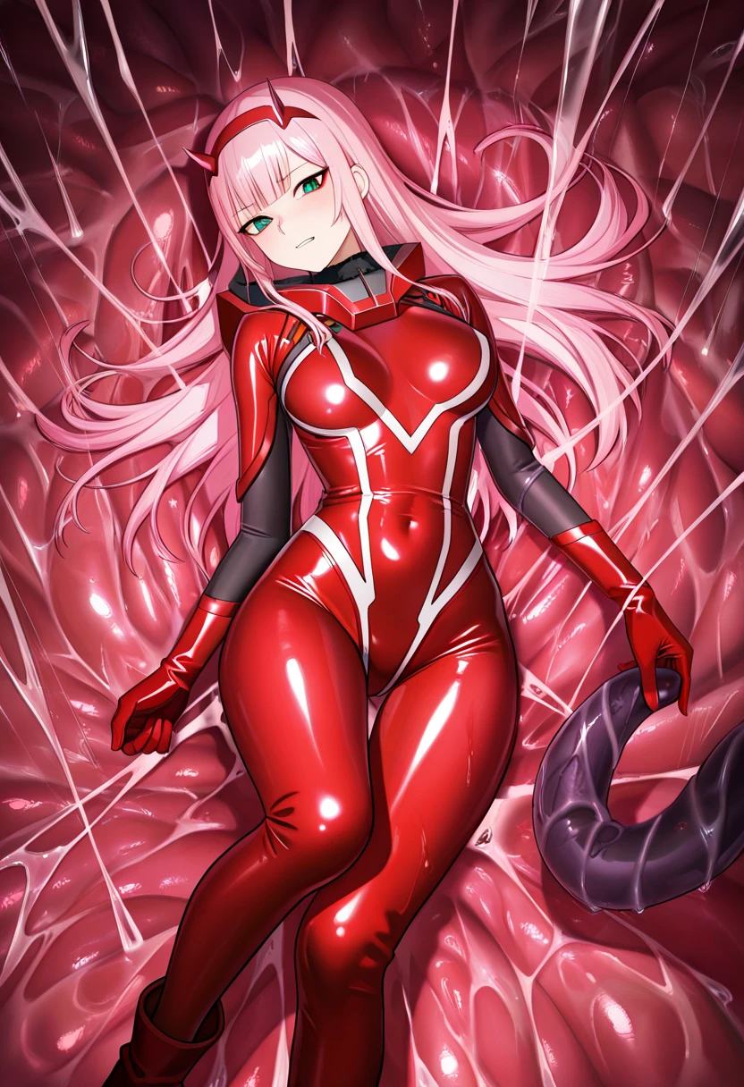 Woman wearing hot water dripping tentacles、Guyver Style、wicked smile、Tentacles、Tecateca、Scarabeleploid、Cel Shade Adult Animation、Metroid Suit、long  hair