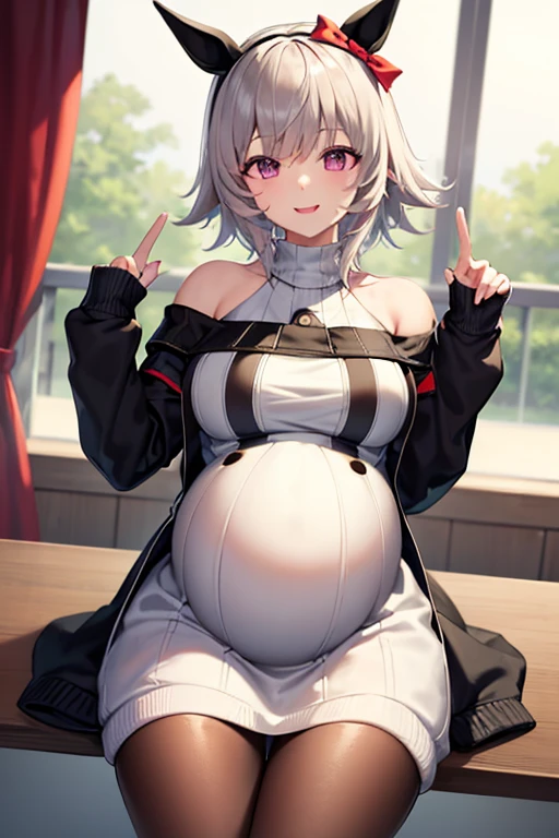 best quality, masterpiece, highres, solo, {murakumo_kantaicollection:1.15}, long_hair, hair_ribbon, ribbon, headgear, bangs, grey_hair, sidelocks, blunt_bangs, tress_ribbon, orange_eyes, necktie, blush, 1girl, gloves, looking_at_viewer, sailor_dress, school_uniform, serafuku, black_gloves, fingerless_gloves, dress, twitter_username, (Beautiful,large_Breasts:1.8), big breasts, large breasts, (big breasts:1.7), (huge big breasts:1.6), masterpiece),best quality, expressive eyes, perfect face, 1girl, big breast, H-cup, good breast, beautiful, gorgeous,anime,girl,lora, nipple visible though clothes,ph, big belly, huge belly, hyper pregnant, (hyper pregnant:1.8), large belly, vore, (vore:1.6), (barriga perfecta), (big belly:1.7), (pregnant:1.6), (Manos perfectas, Perfect anatomy), (barriga con forma humana), extremely detailed CG, (perfect hands, perfect anatomy),