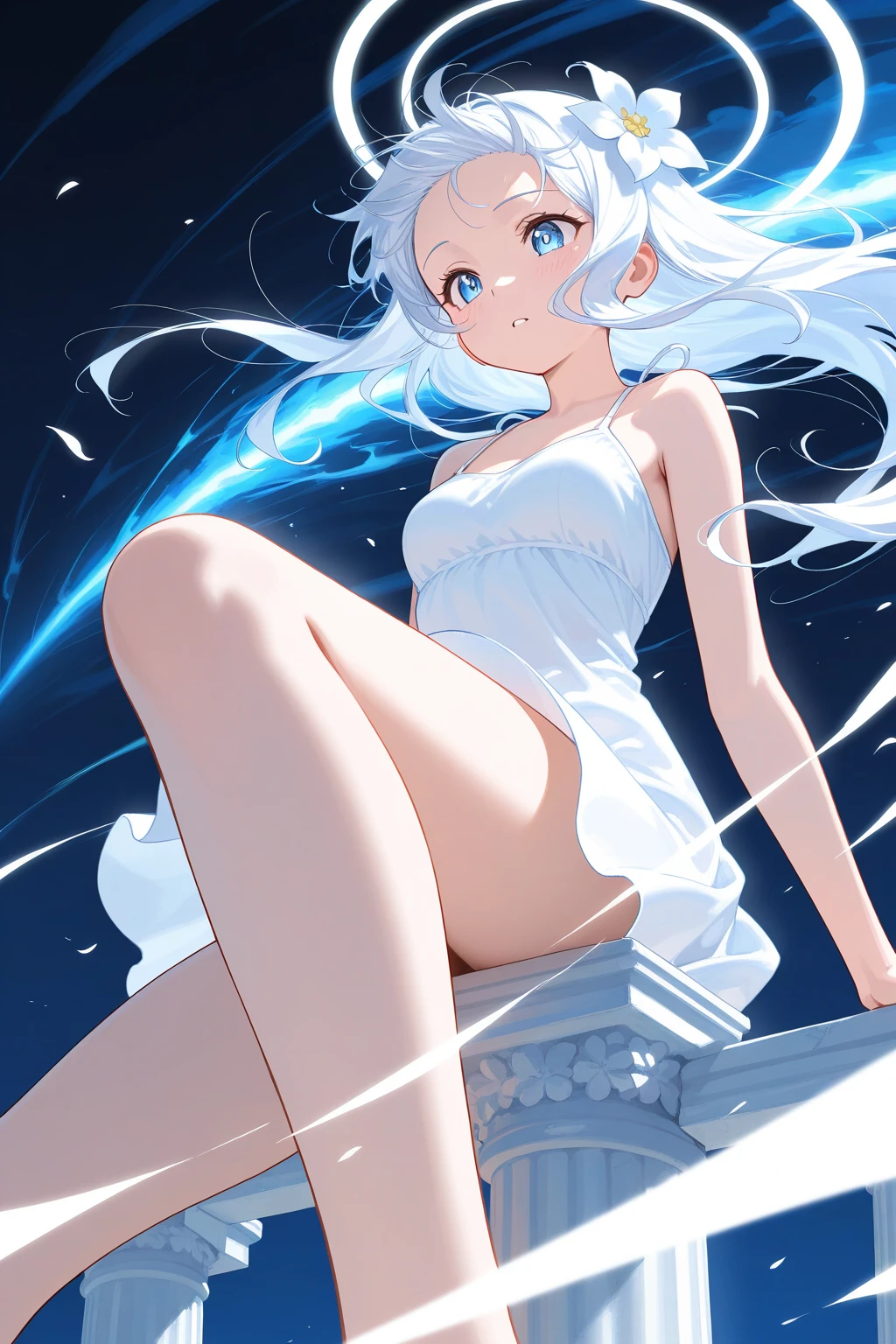 "(best quality,ultra-detailed),water element angel from lake,beautiful detailed eyes,beautiful detailed lips,flowing white dress,ethereal beauty,long flowy hair,golden halo,sparkling water drops,floating wings,soft ethereal light,impressionist painting style,vibrant colors,pastel color palette"